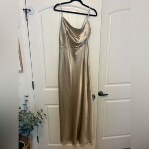 Birdy Grey Lisa Long Satin Champagne Dress
